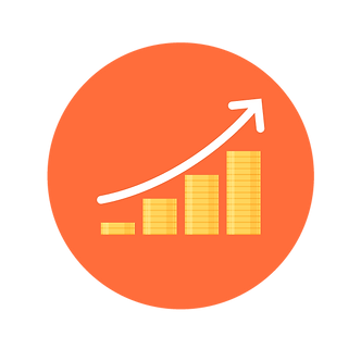 Ikon pil opp og stabler med mynter